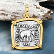 Ancient Indo-Greek Bactrian Elephant and Bull Silver Drachm Coin 170 BC 14K Gold Pendant