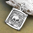 Ancient Indo-Greek Bactrian Elephant and Bull Silver Drachm Coin 170 BC 14K White Gold Pendant