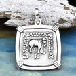 Ancient Indo-Greek Bactrian Elephant and Bull Silver Drachm Coin 170 BC 14K White Gold Pendant