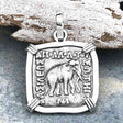 Ancient Indo-Greek Bactrian Elephant and Bull Silver Drachm Coin 170 BC 14K White Gold Pendant