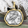 Ancient Greek Athena and the Owl Silver Tetradrachm circa 450 BC 14K Gold Pendant