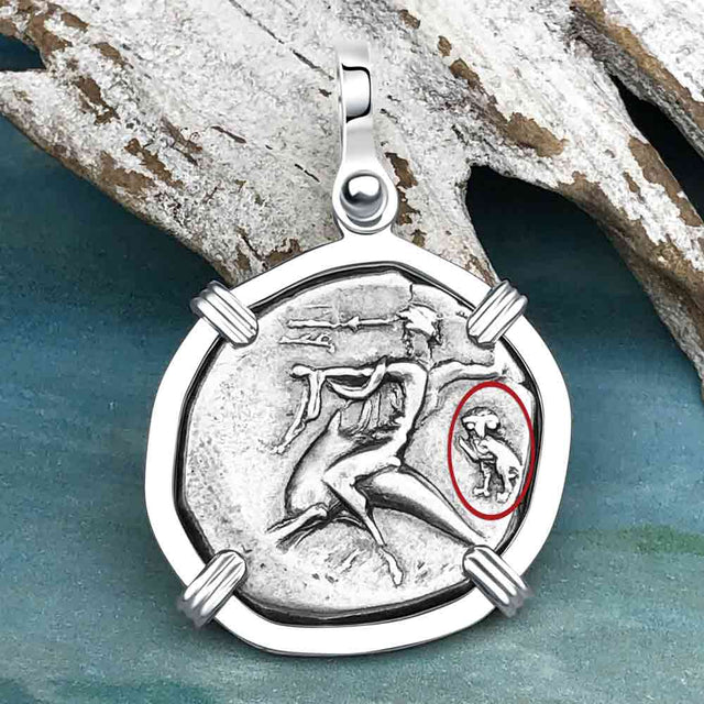 Ancient Greek Dolphin Rider “Boy on the Dolphin” Silver Nomos Sterling Silver Pendant