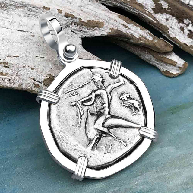 Ancient Greek Dolphin Rider “Boy on the Dolphin” Silver Nomos Sterling Silver Pendant