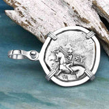 Ancient Greek Dolphin Rider “Boy on the Dolphin” Silver Nomos Sterling Silver Pendant