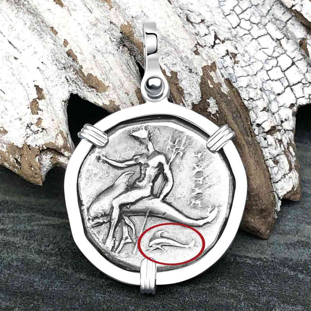 Ancient Greek Dolphin Rider “Boy on the Dolphin” Silver Nomos Sterling Silver Pendant