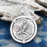Ancient Greek Dolphin Rider “Boy on the Dolphin” Silver Nomos Sterling Silver Pendant