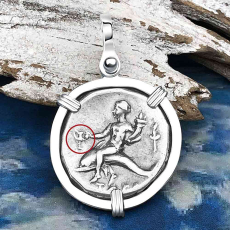 Ancient Greek Dolphin Rider “Boy on the Dolphin” Silver Nomos Sterling Silver Pendant