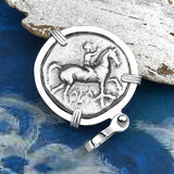 Ancient Greek Dolphin Rider “Boy on the Dolphin” Silver Nomos Sterling Silver Pendant