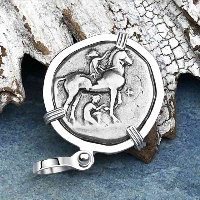 Ancient Greek Dolphin Rider “Boy on the Dolphin” Silver Nomos Sterling Silver Pendant