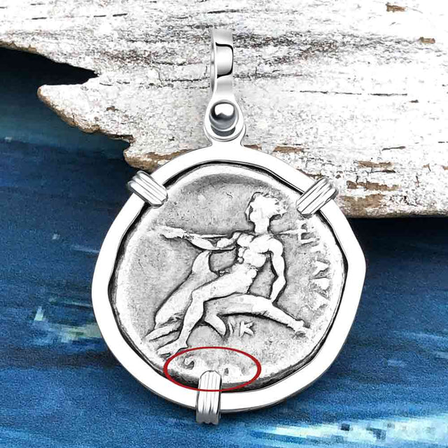 Ancient Greek Dolphin Rider “Boy on the Dolphin” Silver Nomos Sterling Silver Pendant