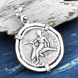 Ancient Greek Dolphin Rider “Boy on the Dolphin” Silver Nomos Sterling Silver Pendant