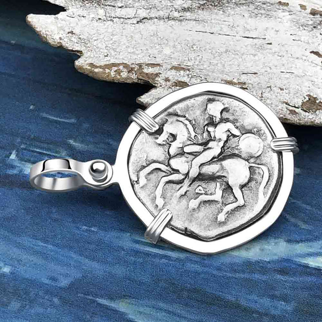 Ancient Greek Dolphin Rider “Boy on the Dolphin” Silver Nomos Sterling Silver Pendant