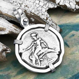 Ancient Greek Dolphin Rider “Boy on the Dolphin” Silver Nomos Sterling Silver Pendant | Artifact #4591