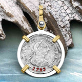 El Cazador Shipwreck 1783 1/2 Reale Piece of 8 14K Gold and Sterling Silver Pendant