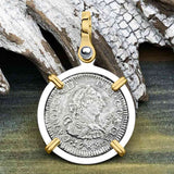 El Cazador Shipwreck 1783 1/2 Reale Piece of 8 14K Gold and Sterling Silver Pendant