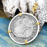 El Cazador Shipwreck 1783 2 Reale Piece of 8 14K Gold & Silver Treasure Coin Pendant