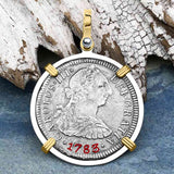El Cazador Shipwreck 1783 2 Reale Piece of 8 14K Gold & Silver Treasure Coin Pendant