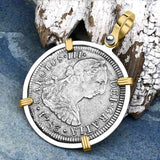 El Cazador Shipwreck 1783 2 Reale Piece of 8 14K Gold & Silver Treasure Coin Pendant