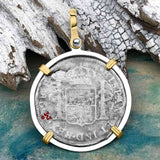 El Cazador Shipwreck 1783 2 Reale Piece of 8 14K Gold & Silver Treasure Coin Pendant