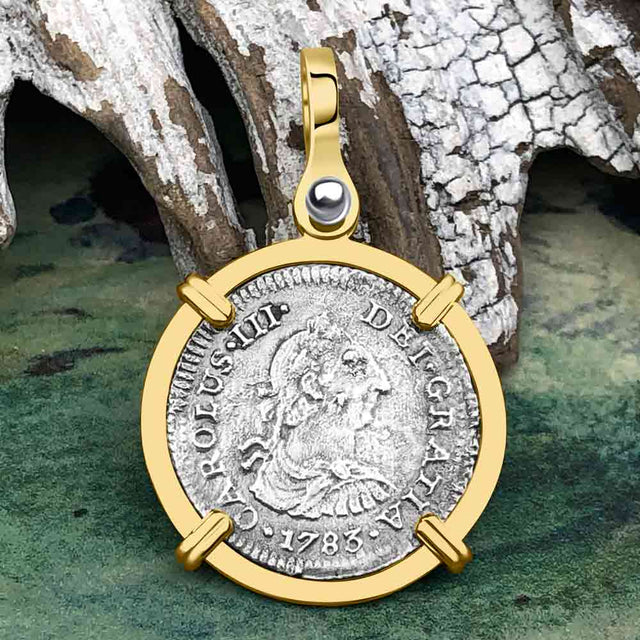 El Cazador Shipwreck 1783 1 Reale Piece of 8 14K Gold Pendant