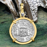 El Cazador Shipwreck 1783 1 Reale Piece of 8 14K Gold Pendant