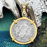 El Cazador Shipwreck 1783 1/2 Reale Piece of 8 14K Gold Pendant