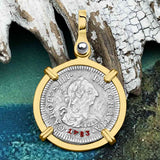 El Cazador Shipwreck 1783 1/2 Reale Piece of 8 14K Gold Pendant