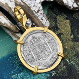 El Cazador Shipwreck 1783 1/2 Reale Piece of 8 14K Gold Pendant