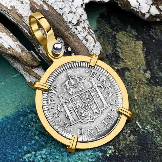 El Cazador Shipwreck 1783 1/2 Reale Piece of 8 14K Gold Pendant
