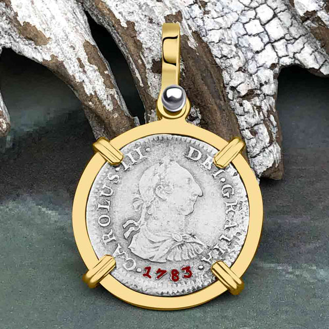El Cazador Shipwreck 1783 1 Reale Piece of 8 14K Gold Pendant