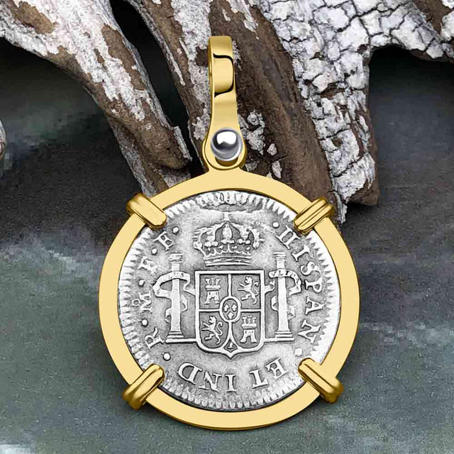 El Cazador Shipwreck 1783 1/2 Reale Piece of 8 14K Gold Pendant