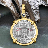 El Cazador Shipwreck 1783 1 Reale Piece of 8 14K Gold Pendant