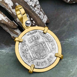 El Cazador Shipwreck 1783 1/2 Reale Piece of 8 14K Gold Pendant