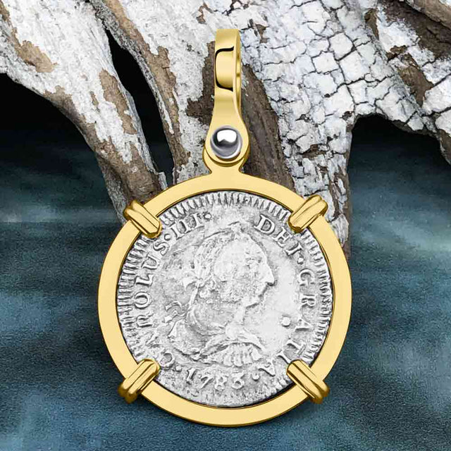 El Cazador Shipwreck 1783 1 Reale Piece of 8 14K Gold Pendant