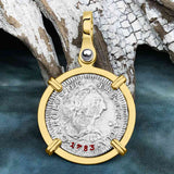 El Cazador Shipwreck 1783 1 Reale Piece of 8 14K Gold Pendant
