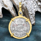 El Cazador Shipwreck 1783 1 Reale Piece of 8 14K Gold Pendant