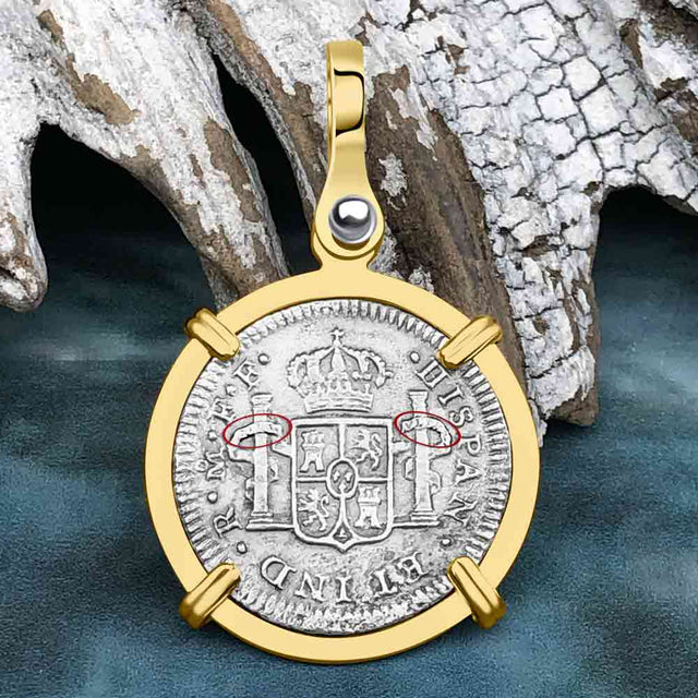 El Cazador Shipwreck 1783 1 Reale Piece of 8 14K Gold Pendant