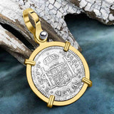 El Cazador Shipwreck 1783 1 Reale Piece of 8 14K Gold Pendant