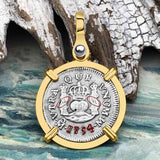 El Cazador Shipwreck 1754 RARE Pillar Dollar 1/2 Reale Piece of 8 14K Gold Pendant