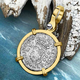 El Cazador Shipwreck 1739 RARE Pillar Dollar 1/2 Reale Piece of 8 14K Gold Pendant