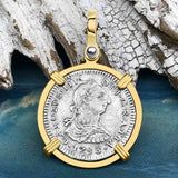 El Cazador Shipwreck 1783 1 Reale Piece of 8 14K Gold Pendant