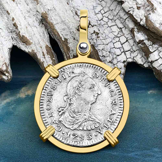 El Cazador Shipwreck 1783 1 Reale Piece of 8 14K Gold Pendant