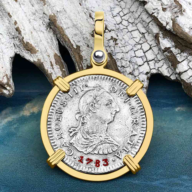 El Cazador Shipwreck 1783 1 Reale Piece of 8 14K Gold Pendant