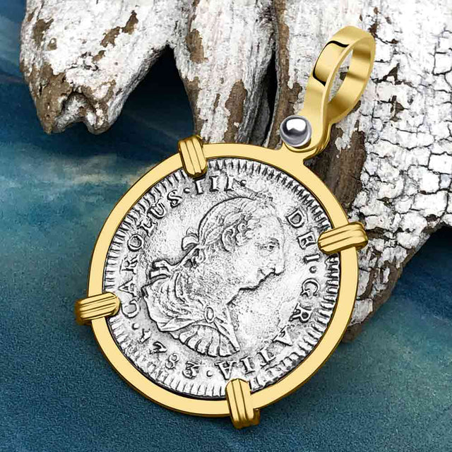 El Cazador Shipwreck 1783 1 Reale Piece of 8 14K Gold Pendant