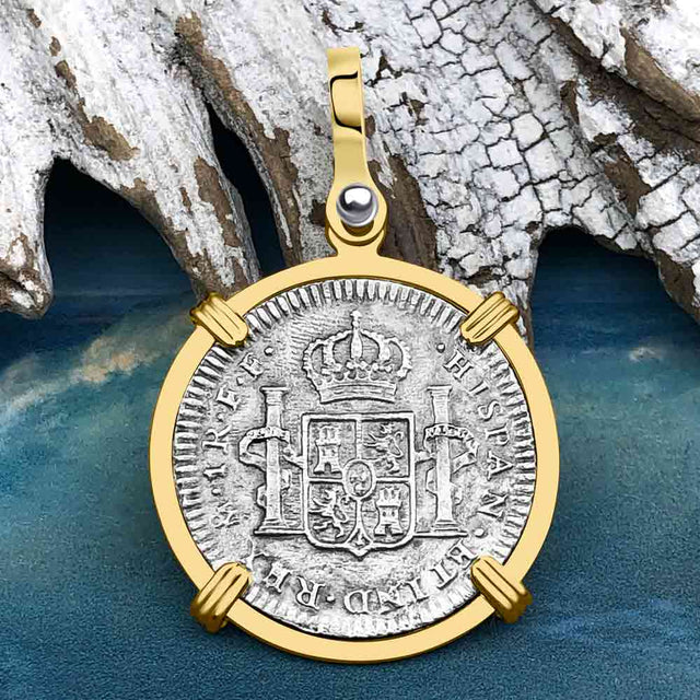 El Cazador Shipwreck 1783 1 Reale Piece of 8 14K Gold Pendant