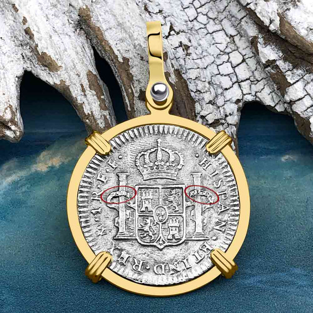 El Cazador Shipwreck 1783 1 Reale Piece of 8 14K Gold Pendant