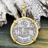 El Cazador Shipwreck 1783 1 Reale Piece of 8 14K Gold Pendant 