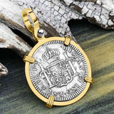 El Cazador Shipwreck 1783 1 Reale Piece of 8 14K Gold Pendant 