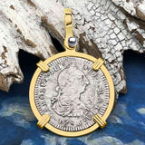 El Cazador Shipwreck 1783 1 Reale Piece of 8 14K Gold Pendant 