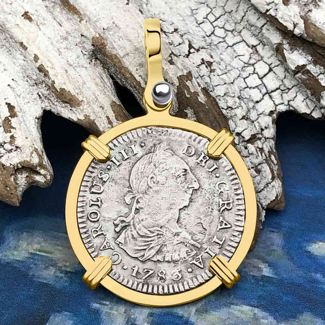 El Cazador Shipwreck 1783 1 Reale Piece of 8 14K Gold Pendant 